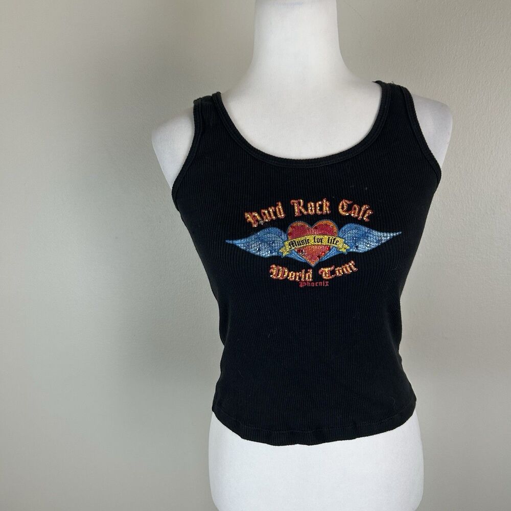 Vintage Hard Rock Cafe World Tour Tank Top S/M Y2K Cami Made USA Phoenix Studded